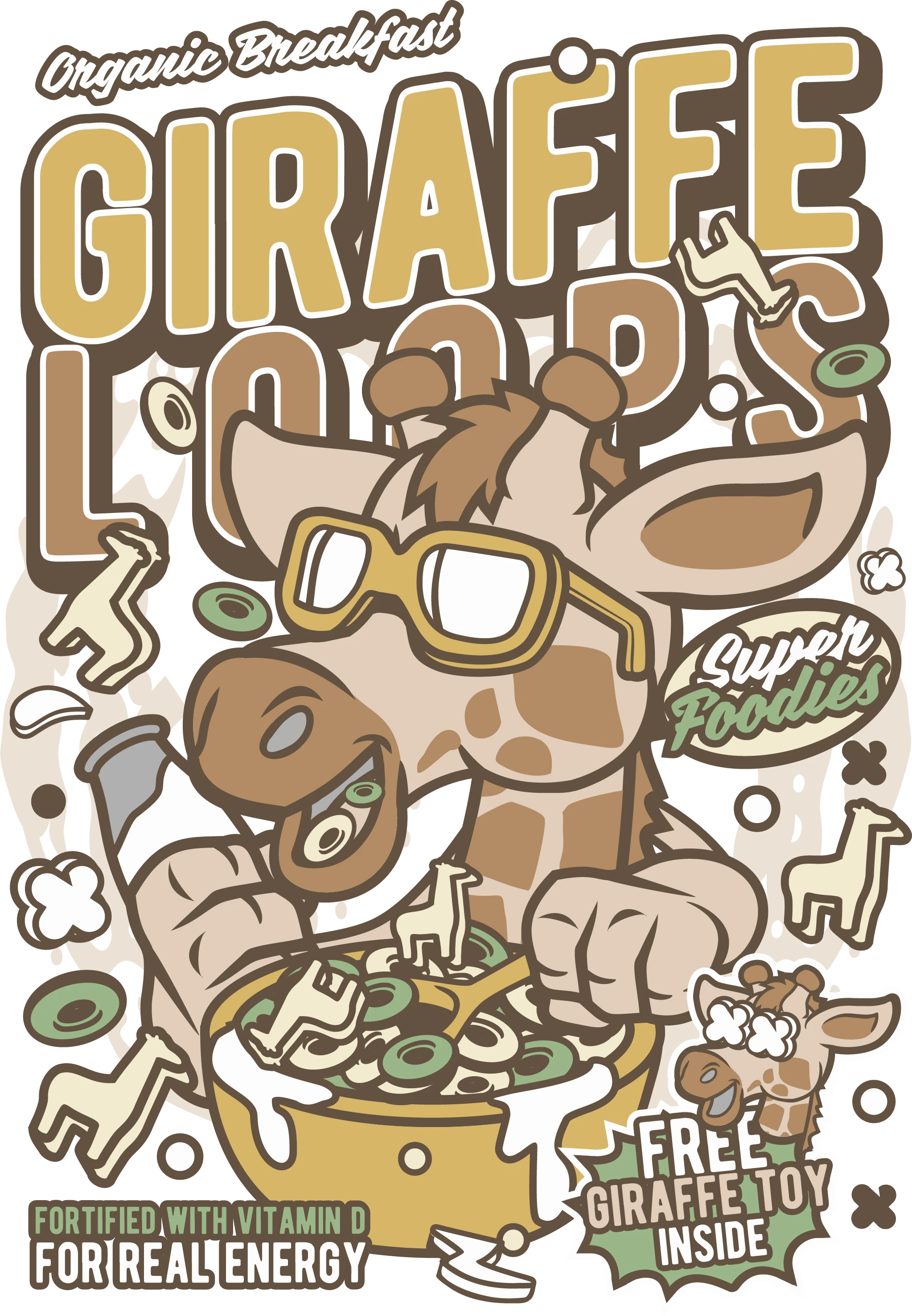 Giraffe Loops Cartoon | Heat Transfer