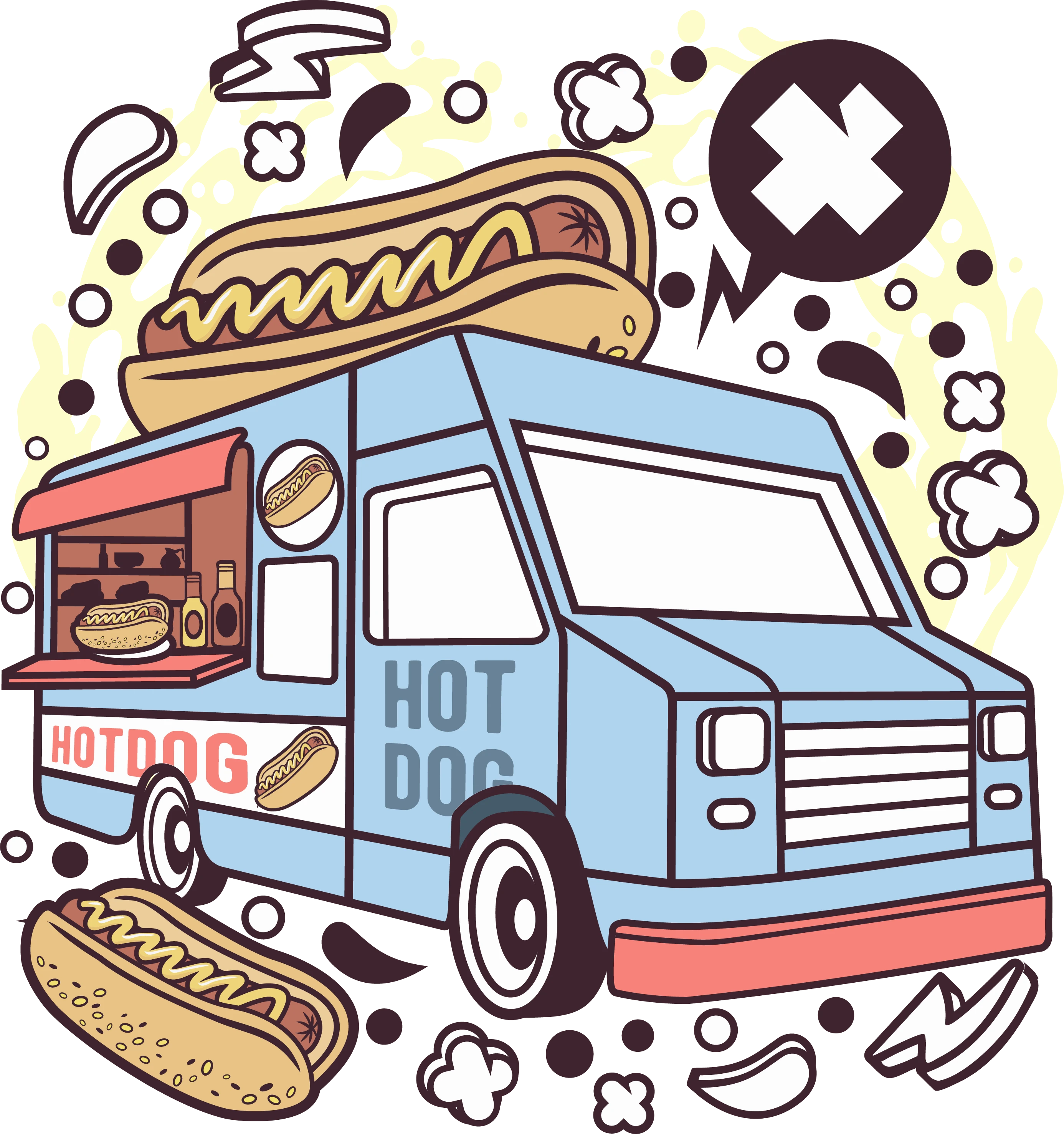 Hotdog Van Cartoon | Heat Transfer